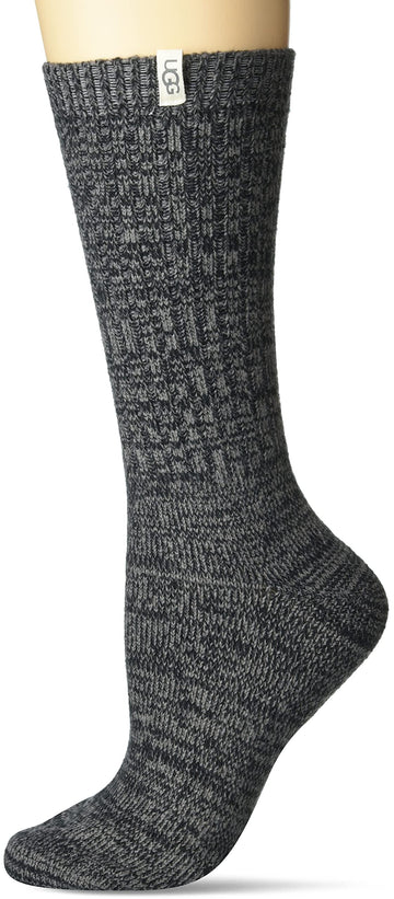 Ugg Womens Rib Knit Slouchy Crew Sock, Grey  Black, One Size