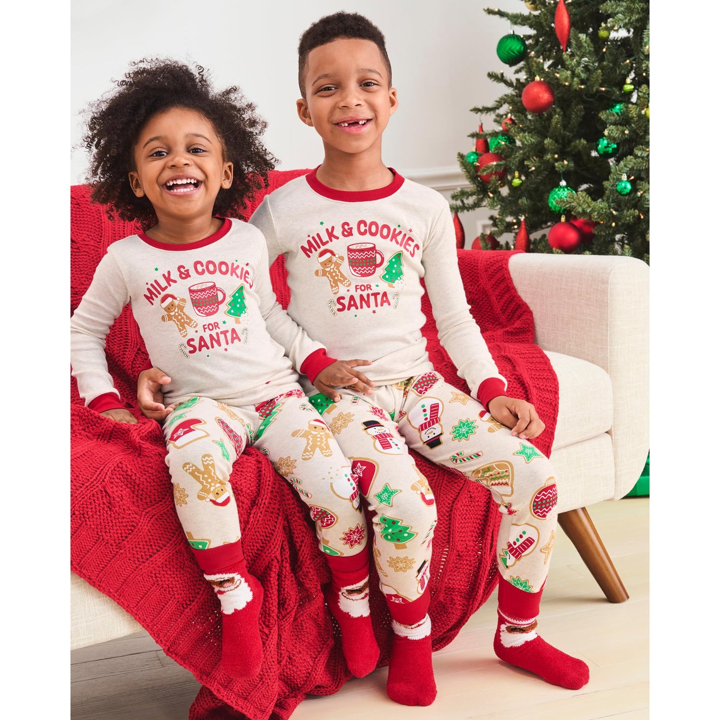 The Children'S Place,Unisex Baby,And Kids, Sibling Matching, Holiday Pajama Sets, Cotton,Milk And Cookies For Santa,0 Months