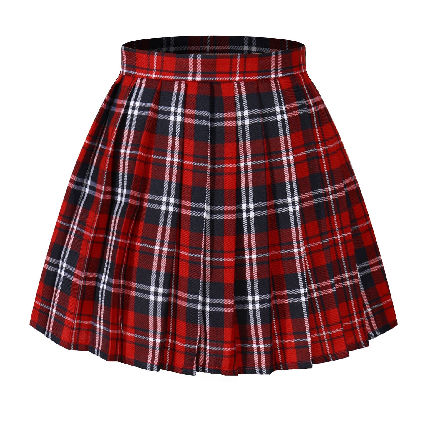 Girl'S Japan A-Line Kilt Plaid Pleated Costumes Skirts (M,Red Blue)