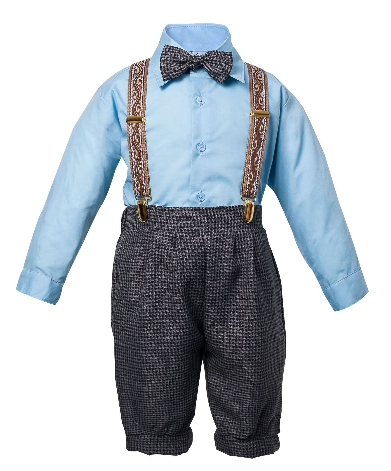 Luca Gabriel Vintage Baby Boys Toddlers Sky Blue Houndstooth Knicker Sling Set - 2T