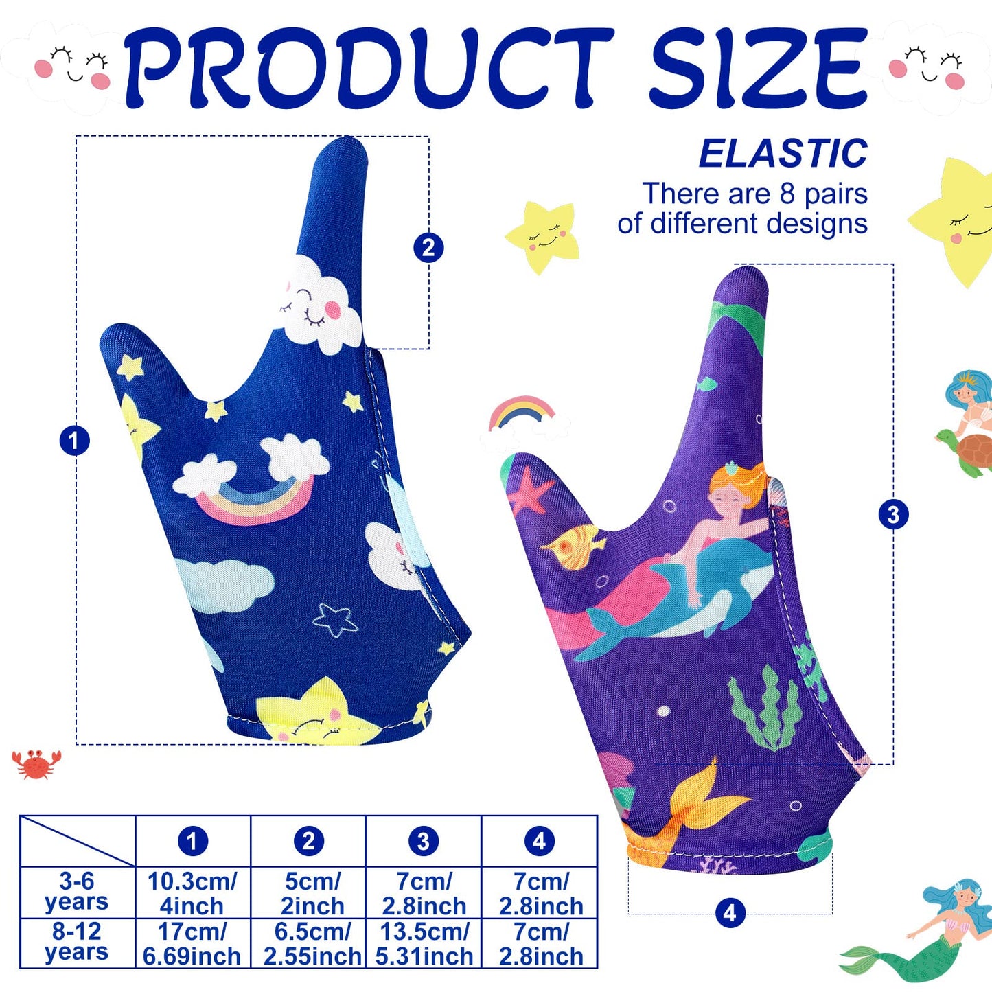 16 Pcs Thumb Sucking Stop For Kids Chewy Gloves Stop Breathable Thumb Sucking Stop Thumb Guard For Thumb Sucking Nail Biting Glo