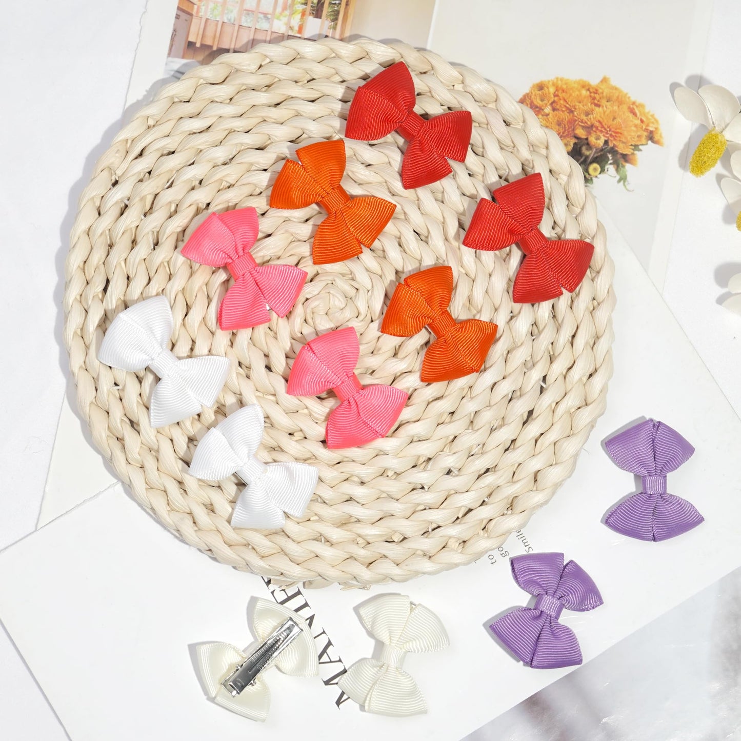 Cellelectin 40Pcs Hair Bow Clips 2Inch Mini Hair Clips For Baby Fine Hair 20 Colors In Pairs