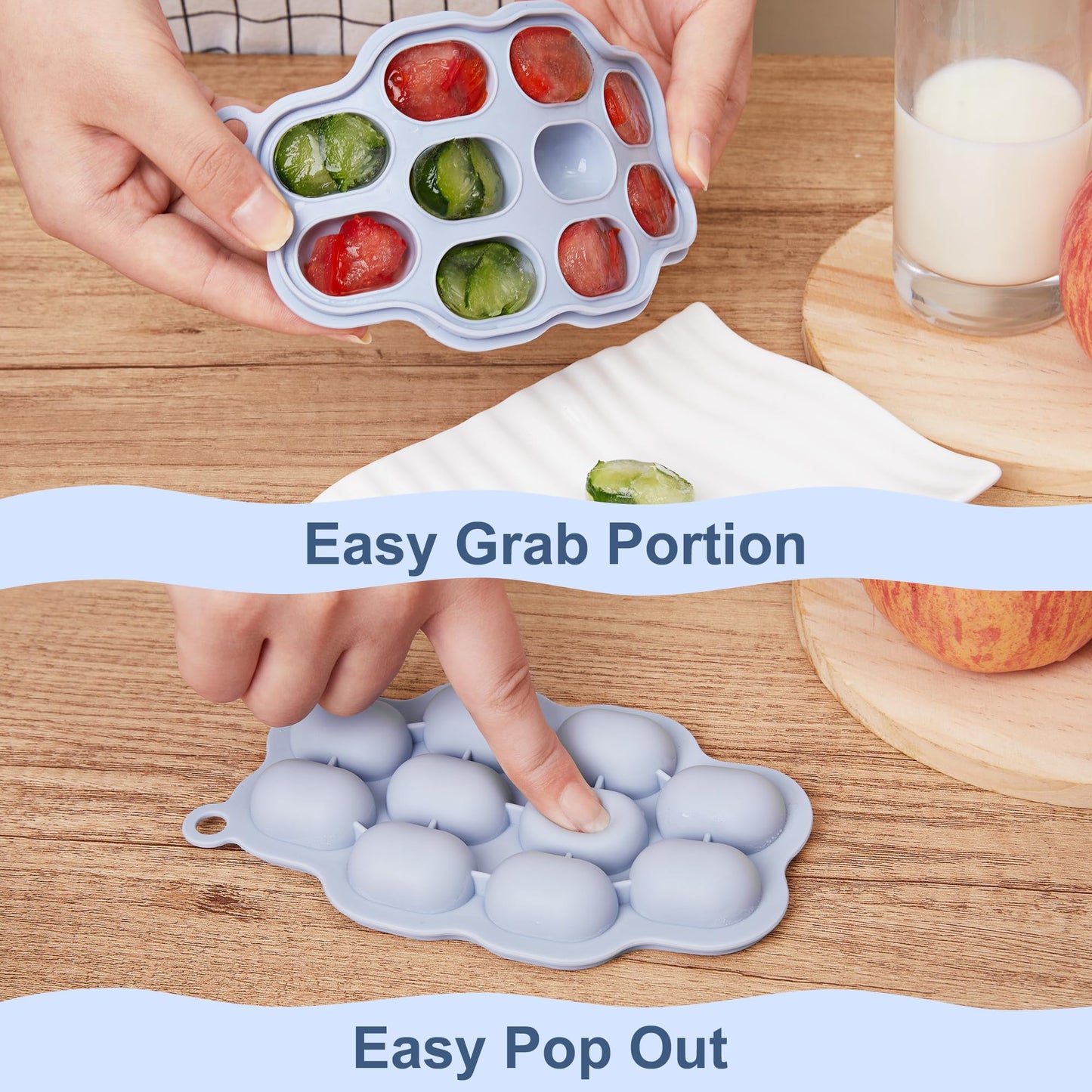 Baby Breastmilk Popsicle Molds (3 Pack), Kingkam Silicone Nibble Freezer Tray, Baby Fruit Food Feeder Teether Tray, Breast Milk