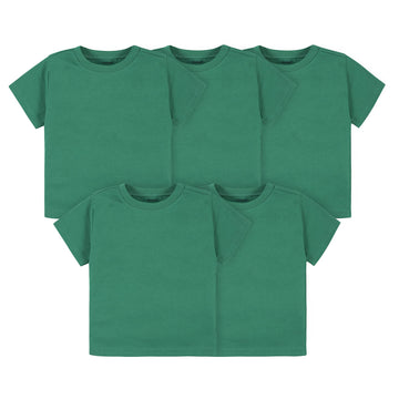 Gerber Baby Toddler 5-Pack Solid Short Sleeve T-Shirts Jersey 160 Gsm, Kelly Green, 4T