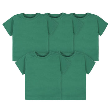 Gerber Baby Toddler 5-Pack Solid Short Sleeve T-Shirts Jersey 160 GSM, Kelly Green, 3T