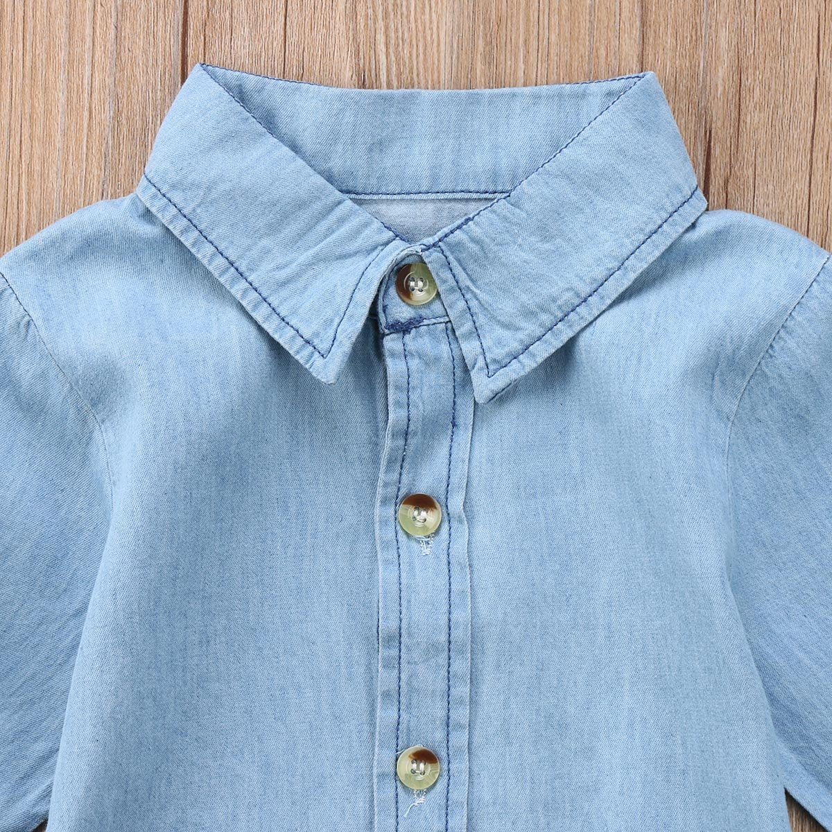 Biggerstore Fashion Kids Toddler Baby Girl Half/Long Sleeve Denim Tunic Jean Shirt Dress With Belt For Girl 1-5T (Blue, 12-18 Mo