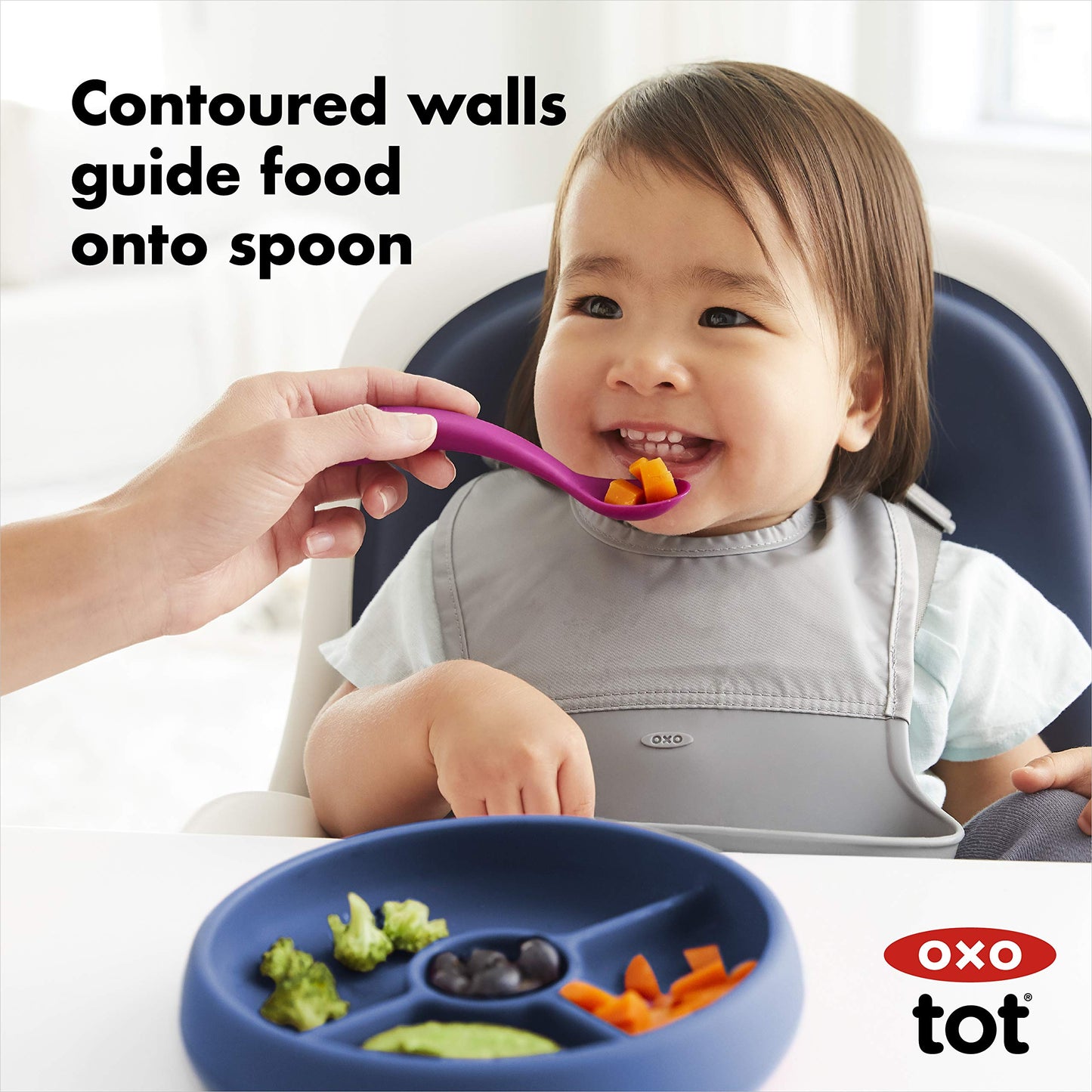 Oxo Tot Silicone Divided Plate Navy , 6.8X1.3 Inch (Pack Of 1)