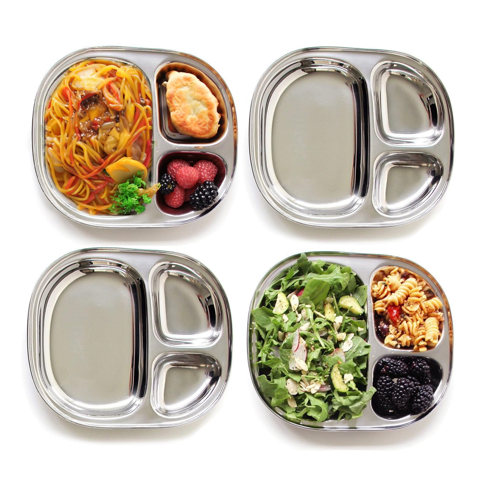 Stainless Steel Kids Plates With 3 Compartment, Toddlers Divided Dinne – Cutebab WBCBBB0DB1QTYVS
