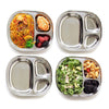 Stainless Steel Kids Plates With 3 Compartment, Toddlers Divided Dinner Plates, Breakfast Lunch Baby Dishes, Microwave & Dishwas