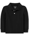 The Children'S Place Baby Boys And Toddler Boys Long Sleeve Pique Polo, Black, 12-18 Months