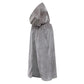 Knelor Kids Hooded Velvet Cloak Robe Halloween Cosutme Cape Fancy Cosplay Costumes 3 To 16 Years (L/Age 8-16, Gray)