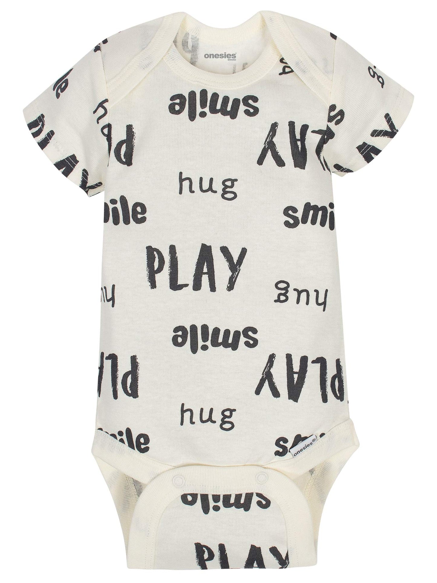 Onesies Brand Baby 8-Pack Short Sleeve Mix & Match Bodysuits, Play Smile & Hug Neutrals, 12 Months