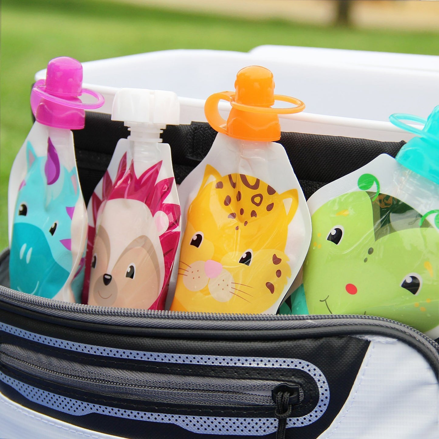 Choomee Reusable Baby Food Storage Pouches 4 Ct, 5 Oz + Softsip Food Pouch Tops 2 Ct  Ideal For Baby Food, Smoothies And Purees