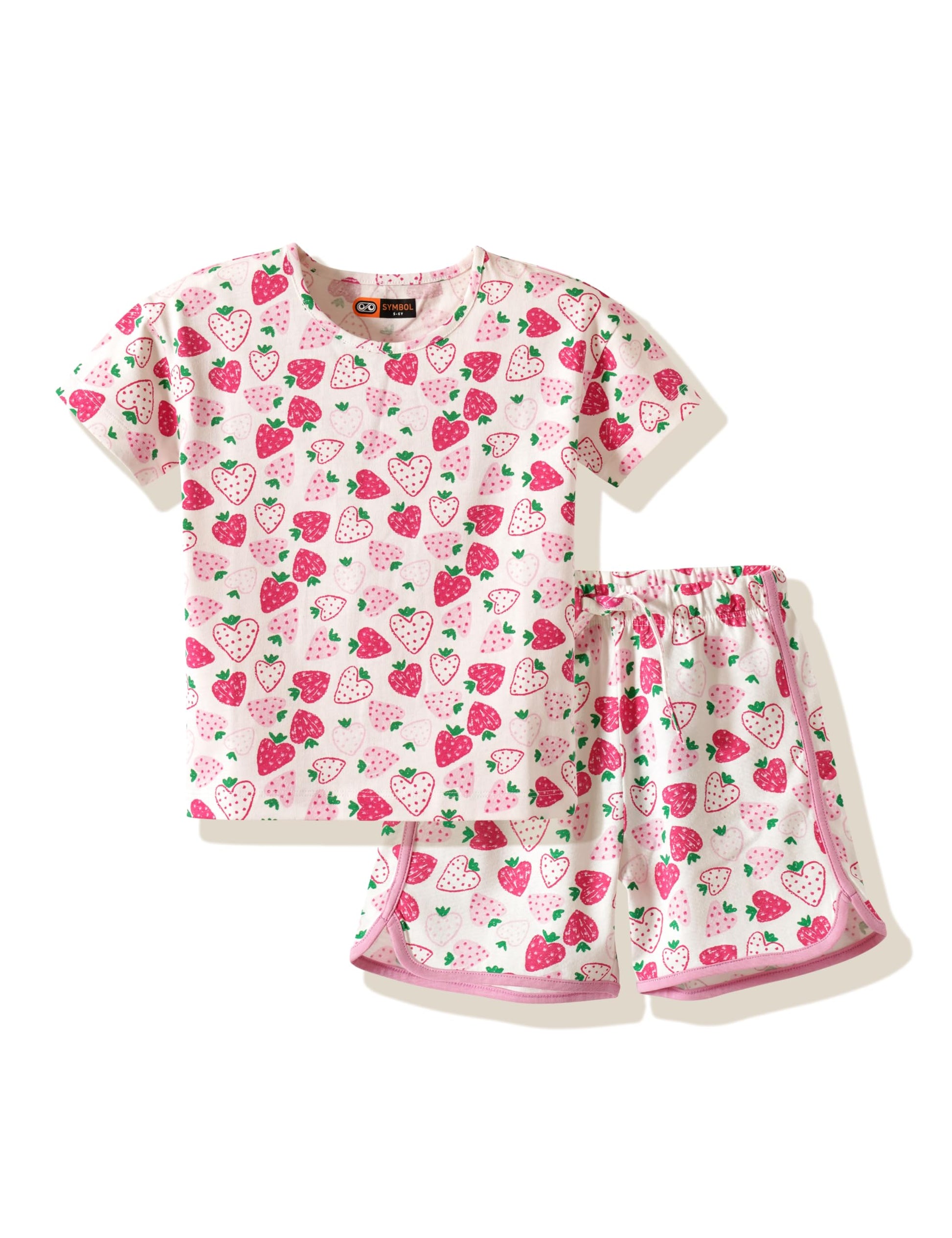 Amazon Brand  Symbol Girls Night Dress | 100% Cotton TShirt & Shorts Set | Age 214 Years (SKSLGSS2601 (214 yrs)_Wht_23Y)