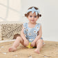 Ma&Baby Baby Girls Sleeveless Cotton Floral Square Neck Leotard Romper 12-18 Months Blue