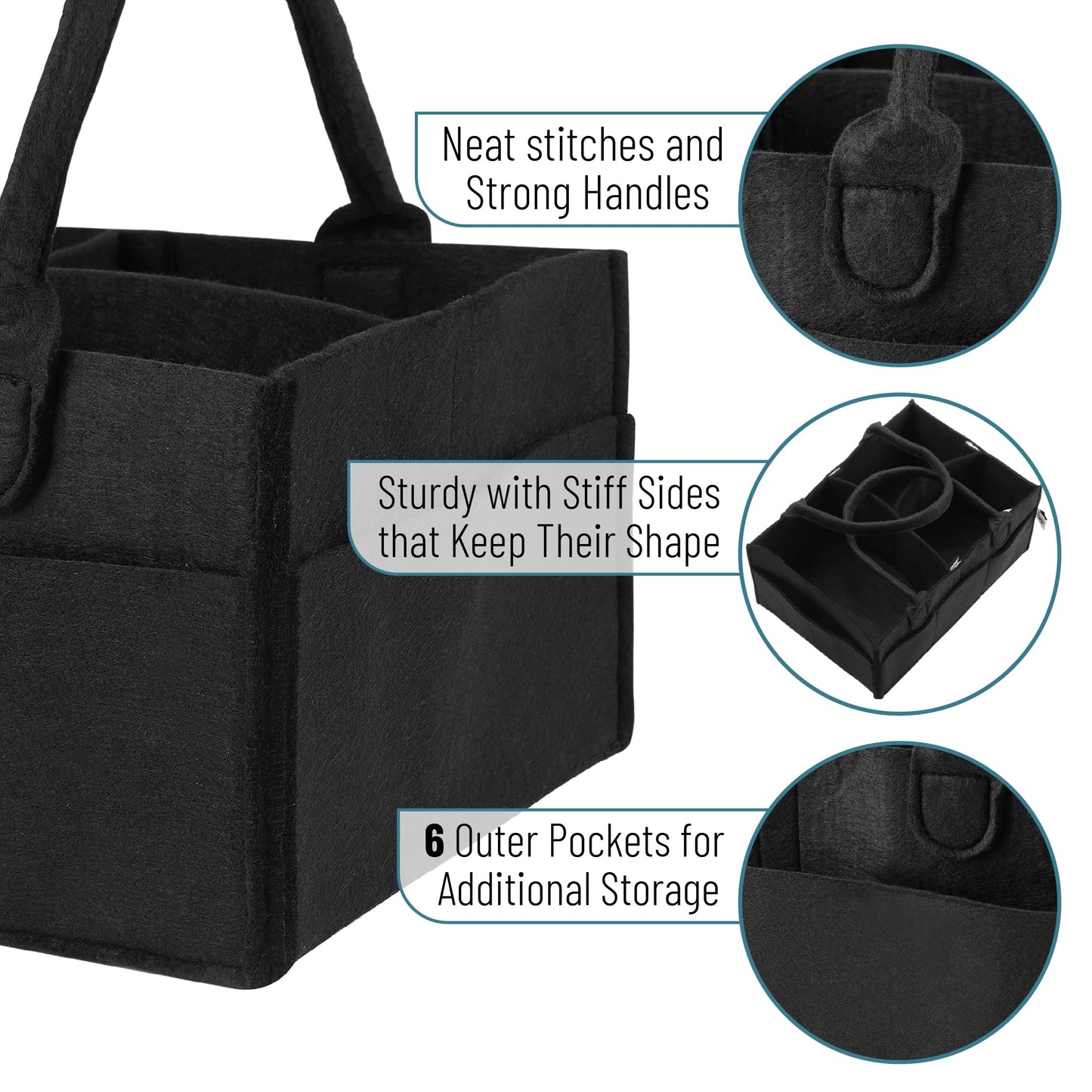 Mr. Pen Baby Diaper Caddy - Black Car Diaper Organizer, Portable Baby Caddy For Nursery & Changing Table