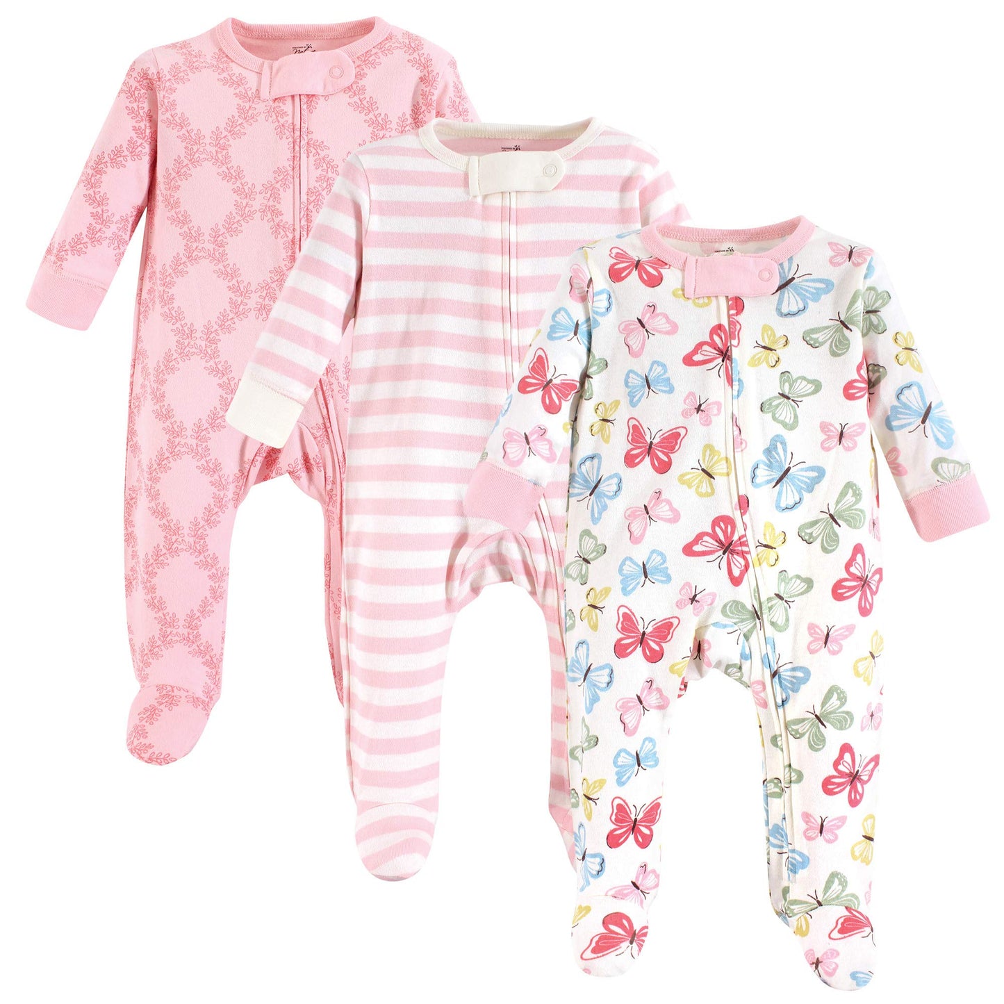 Touched By Nature Unisex Baby Organic Cotton And Play Sleepers, Butterflies, 3-6 Months Us