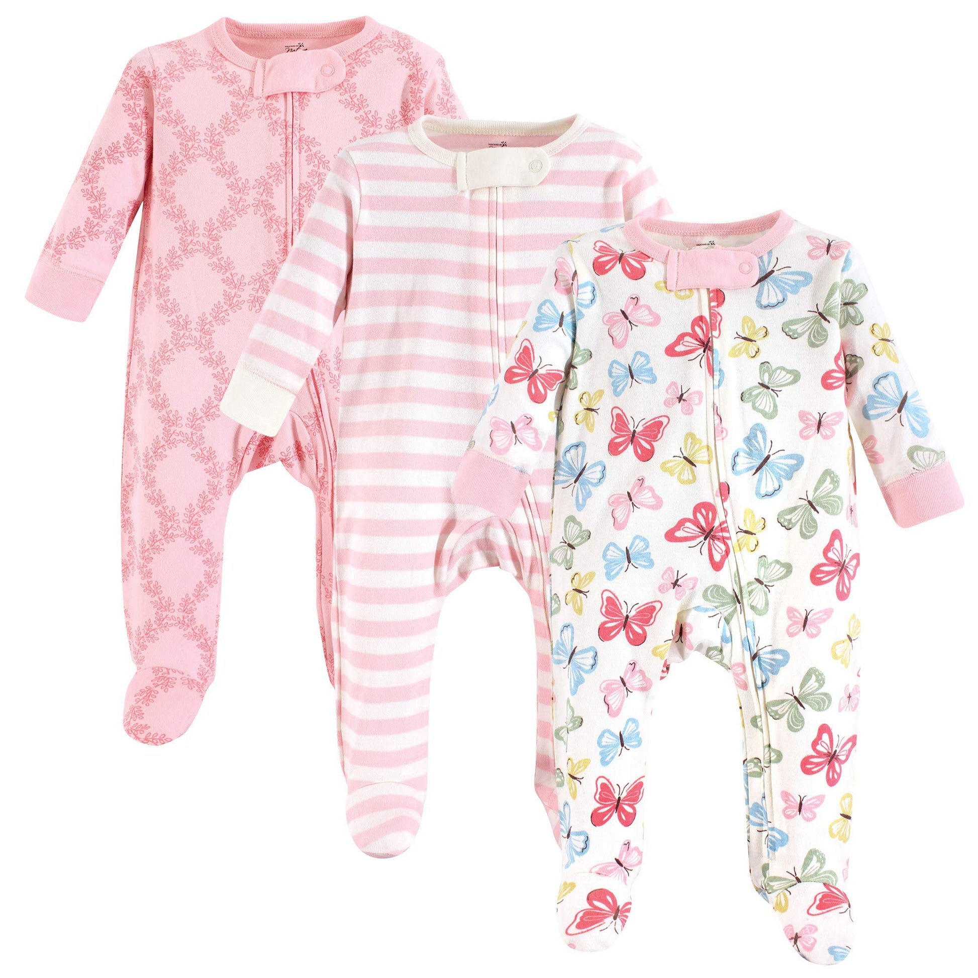 Touched By Nature Unisex Baby Organic Cotton And Play Sleepers, Butterflies, 3-6 Months Us