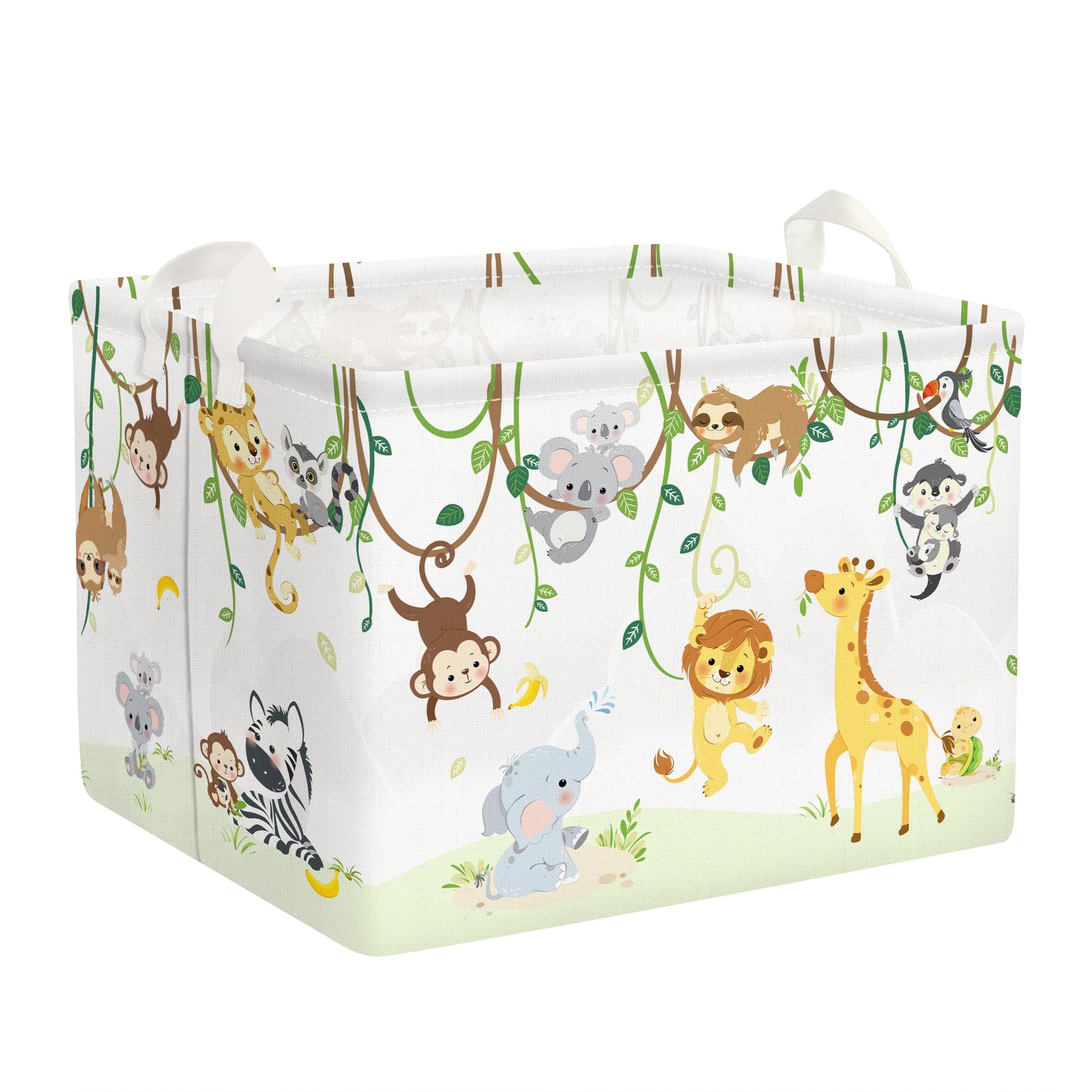 Clastyle Vine Woodland Animal Baby Basket Stuffers Toddler Gift Toy Chest Box Bin Organizer Nursery Room Decor Rectangle Elephan