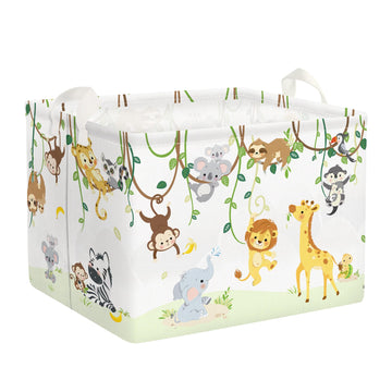 Clastyle Vine Woodland Animal Baby Basket Stuffers Toddler Gift Toy Chest Box Bin Organizer Nursery Room Decor Rectangle Elephan