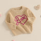 Nokpsedcb Baby Girl Cute Long Sleeve Heart Flowers Embroidery Oversized Sweater Toddler Valentine Outfit (Khaki Love, 3-6 Months