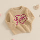 Nokpsedcb Baby Girl Cute Long Sleeve Heart Flowers Embroidery Oversized Sweater Toddler Valentine Outfit (Khaki Love, 12-18 Mont