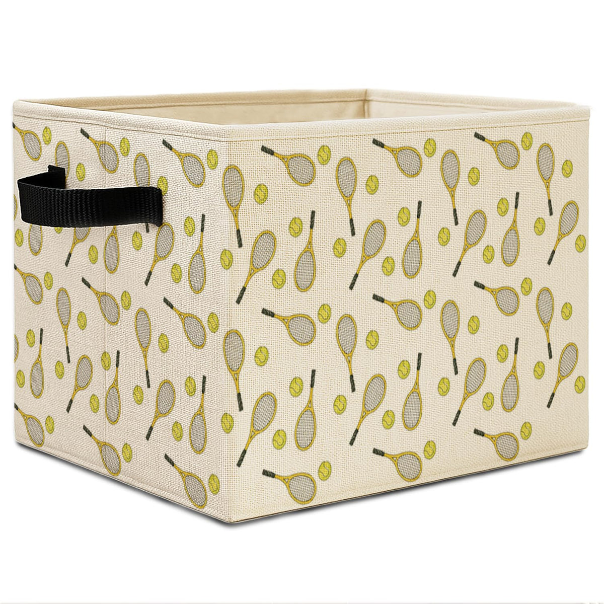 Elefeltclave Tennis Storage Bins, Tennis Lovers Fan Players Gifts Collapsible Storage Basket Organizer for Sports Room Gym Bedro