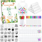 Panitay 100 Pcs Diy Baby Bibs Decorating Kit 50 White Bibs 25 Stencils 24 Fabric Markers 1 Baby Shower Game Sign(Dinosaur)