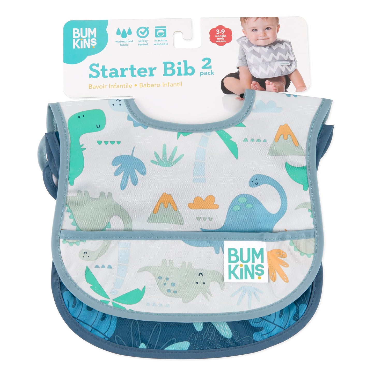 Bumkins Bibs, for Baby Girl or Boy, Infant 3-9 Months,Essential Must Have for Eating, Feeding, Baby Led Weaning, Mess Saving Wat