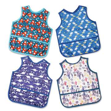 Joyo Roy Mess Proof Baby Bibs For Eating Waterproof Toddler Bibs 1-3 Years Soft Machine Washable Sleeveless Baby Smock Bib For B