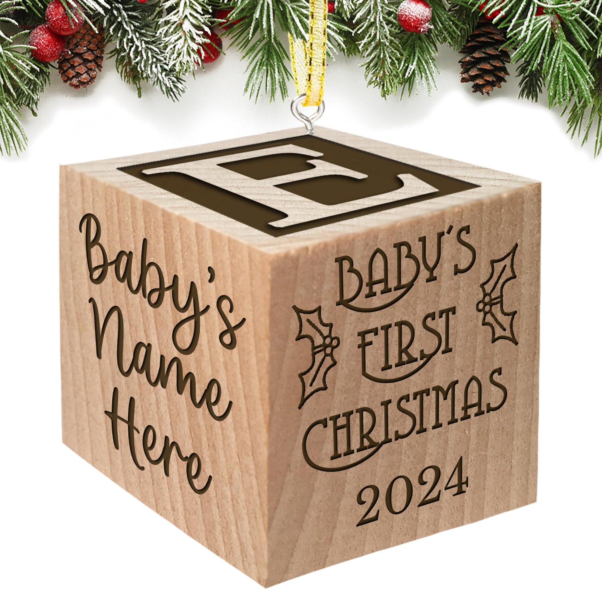 Babies First Christmas Ornament Gift 2024 Or Any Year For Boy Or Girl