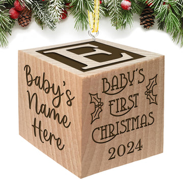Babies First Christmas Ornament Gift 2024 Or Any Year For Boy Or Girl