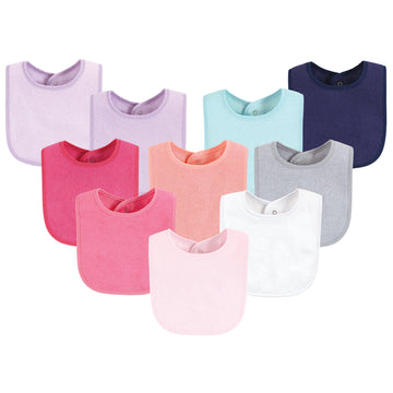 Hudson Baby Unisex Baby Drooler Bib With Waterproof Lining, Pink Mint, One Size