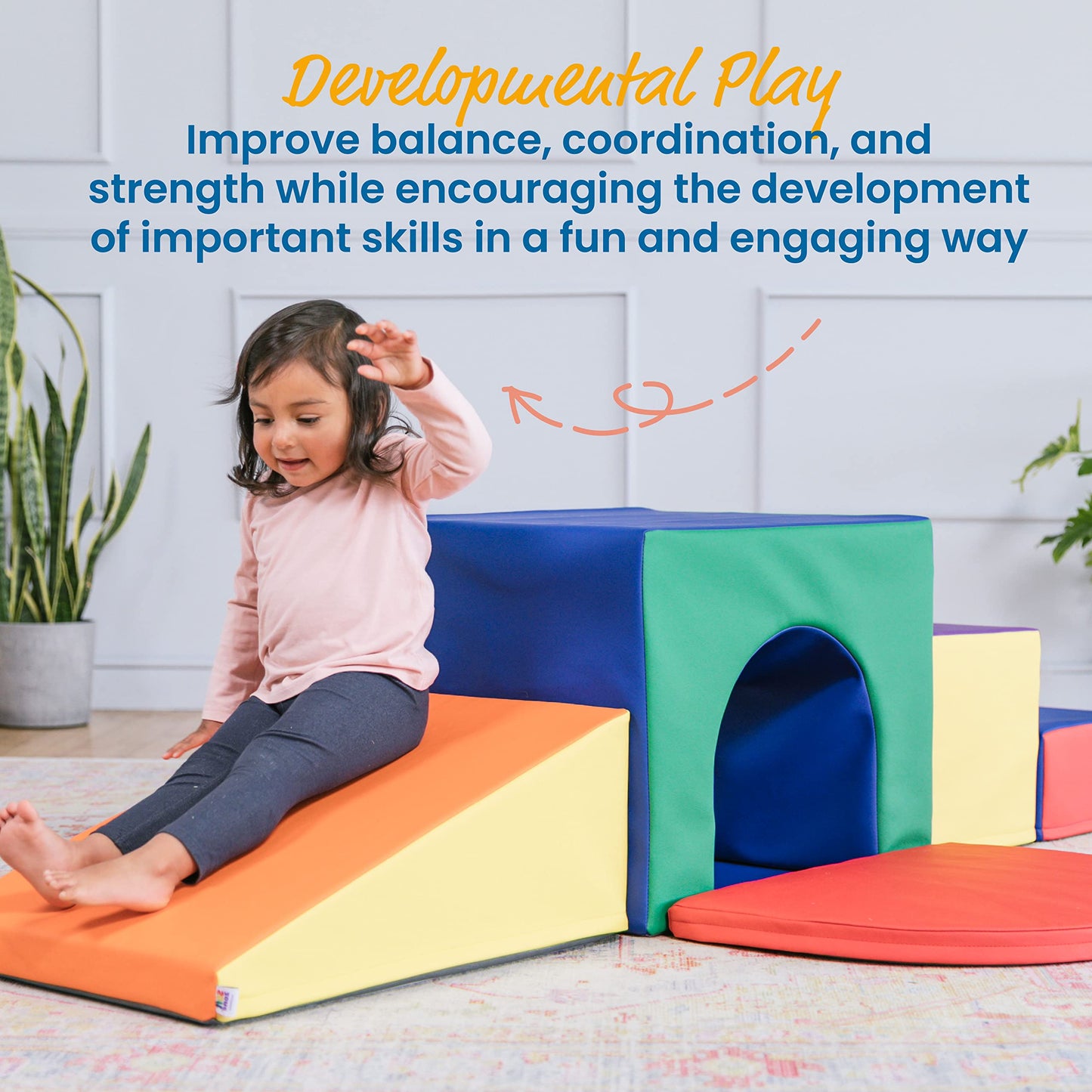Ecr4Kids Softzone Single Tunnel Maze, Toddler Playset, Assorted, 6-Piece