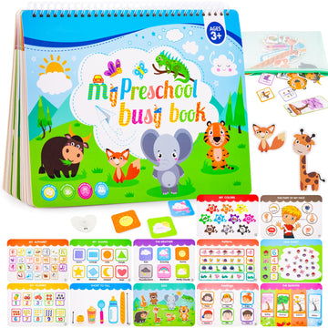 Toddler Books Educational Learning Toys for for 2+ 3 4 Year Old - Pre-Assembled Stickers & Reusable Activities Homeschool - Birt