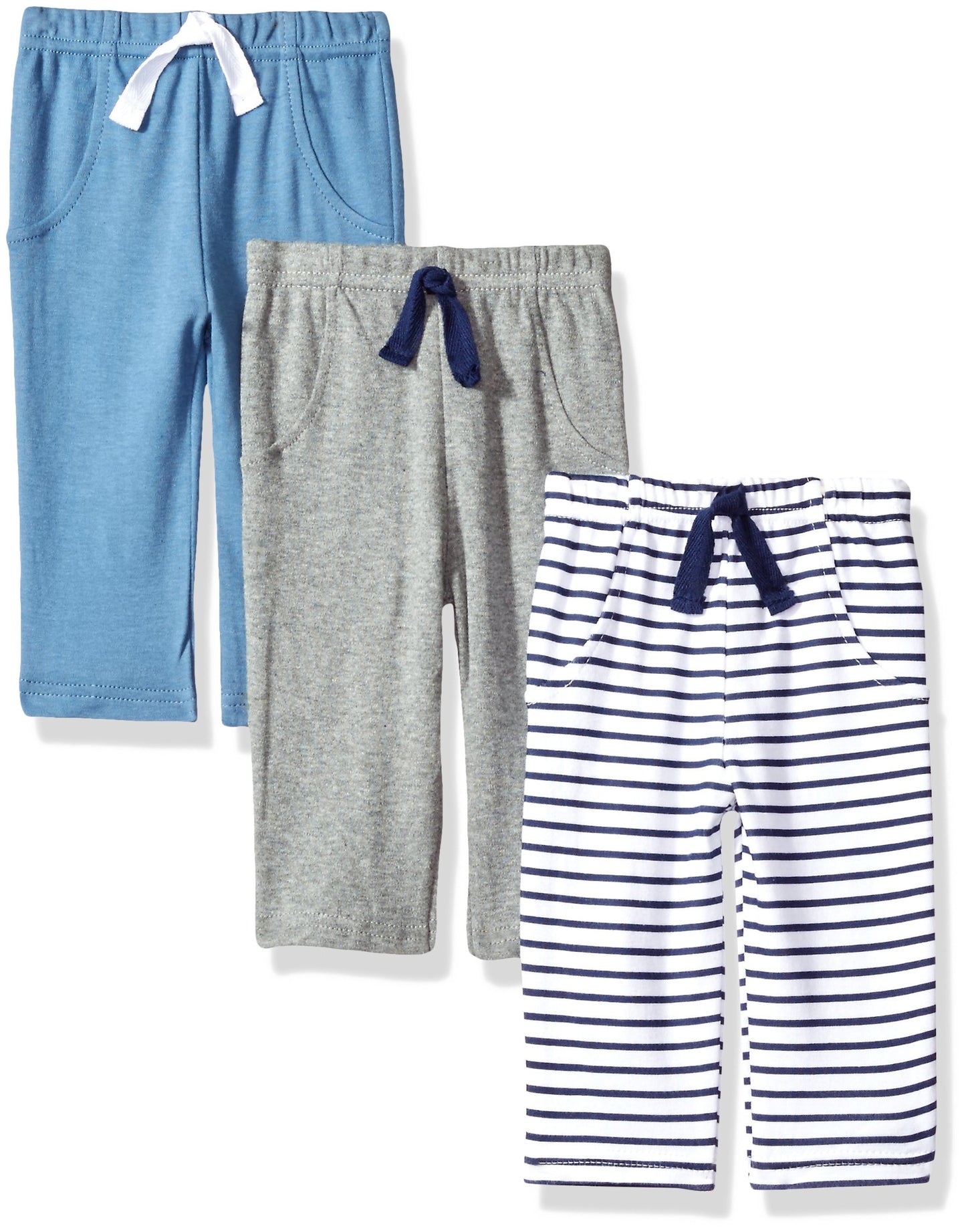 Hudson Baby Unisex Baby Cotton Pants And Leggings Navy Stripe, 12-18 Months