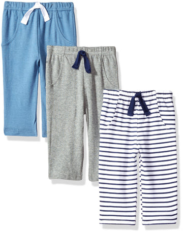 Hudson Baby Unisex Baby Cotton Pants And Leggings Navy Stripe, 12-18 Months