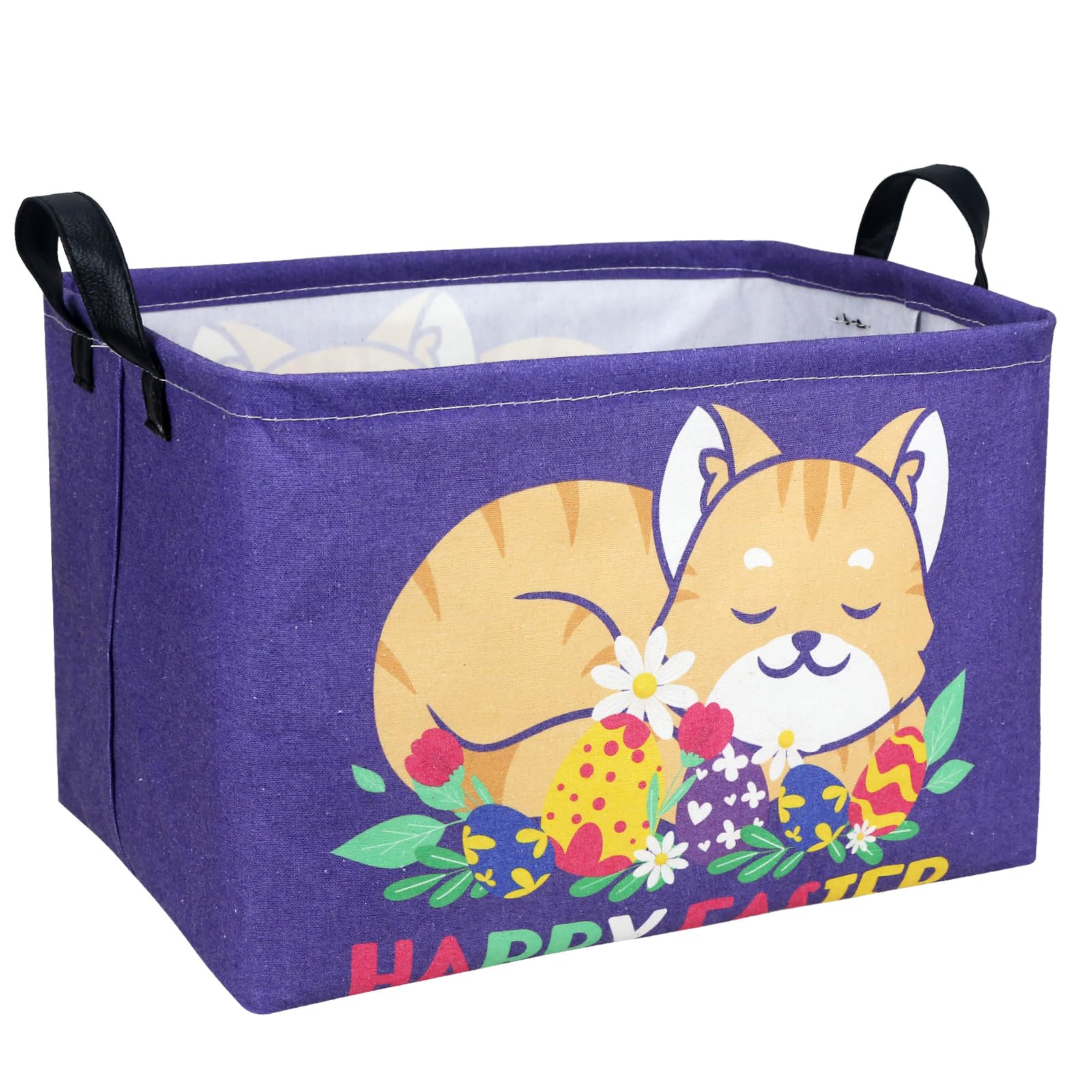 ASKETAM Cat Easter Basket for Kid Large Empty Easter Bunny Eggs D  cor Storage Basket (Cat)