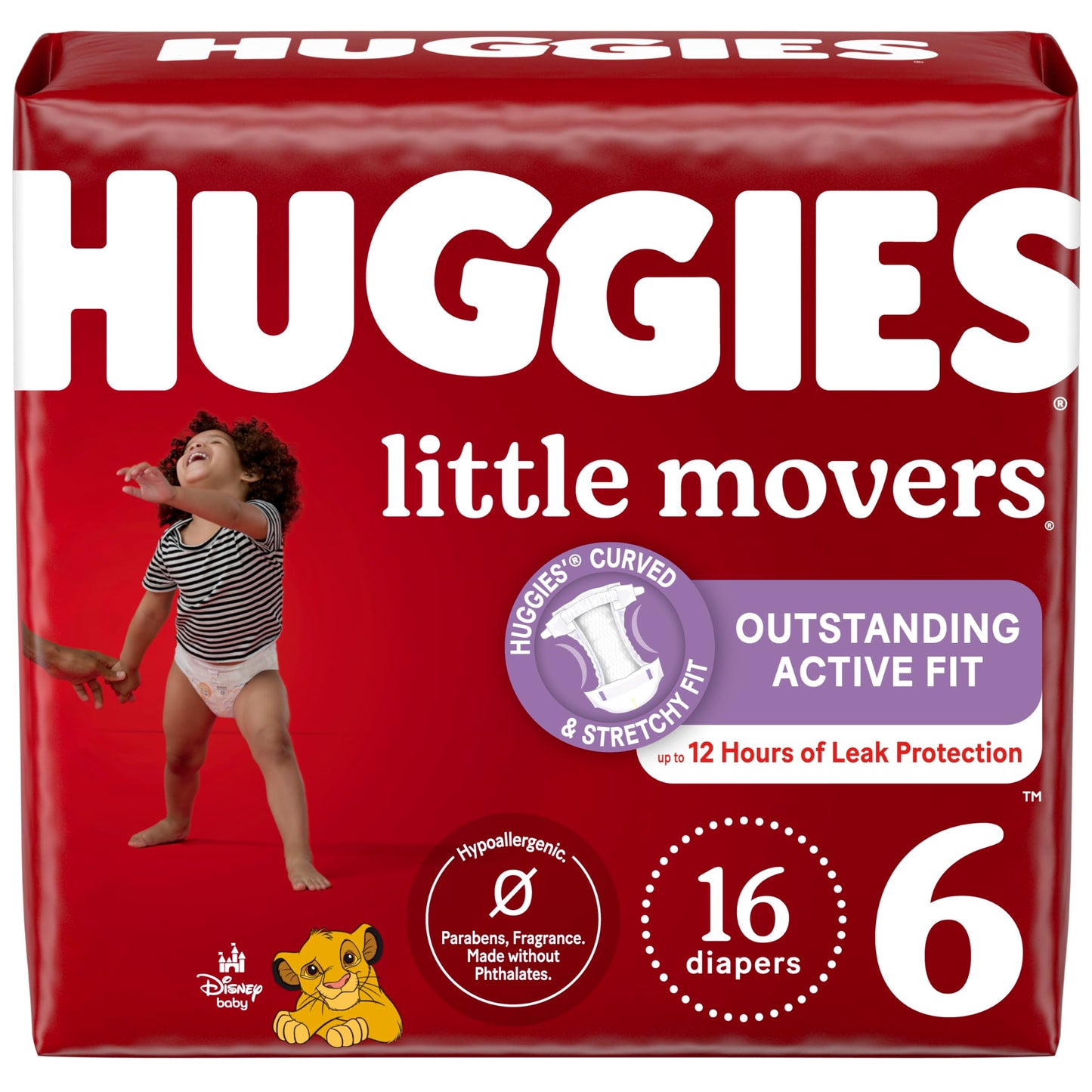 Huggies Size 6 Diapers, Little Movers Baby Diapers, Size 6 (35+ Lbs), 16 Count