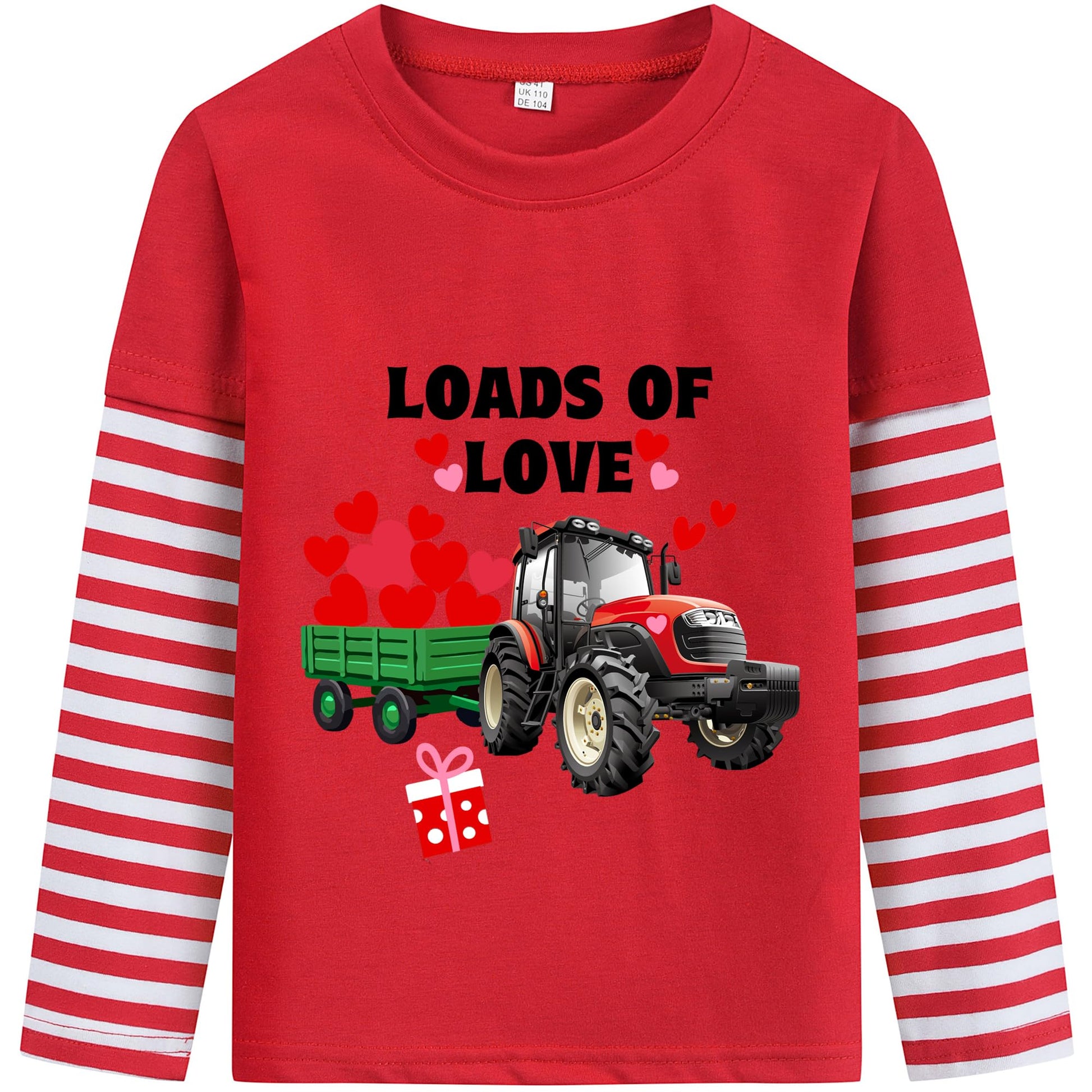 Kids Tshirts For Boys Valentines Tractor Cotton Long Sleeve Shirt Toddler Loads Of Love Hearts Clothes Top Tee 7 Years