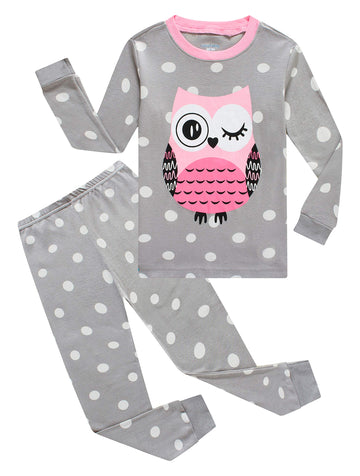Owl Baby Girls Long Sleeve Pajamas Sets Cotton Pyjamas Infant Kids Pjs Size 12-18 Months