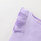 Tiny Cutey Baby Girl Clothes Infant Summer Outfits Set Ruffle Sleeve Romper And Floral Shorts With Headband (Lilac Romper+Purple