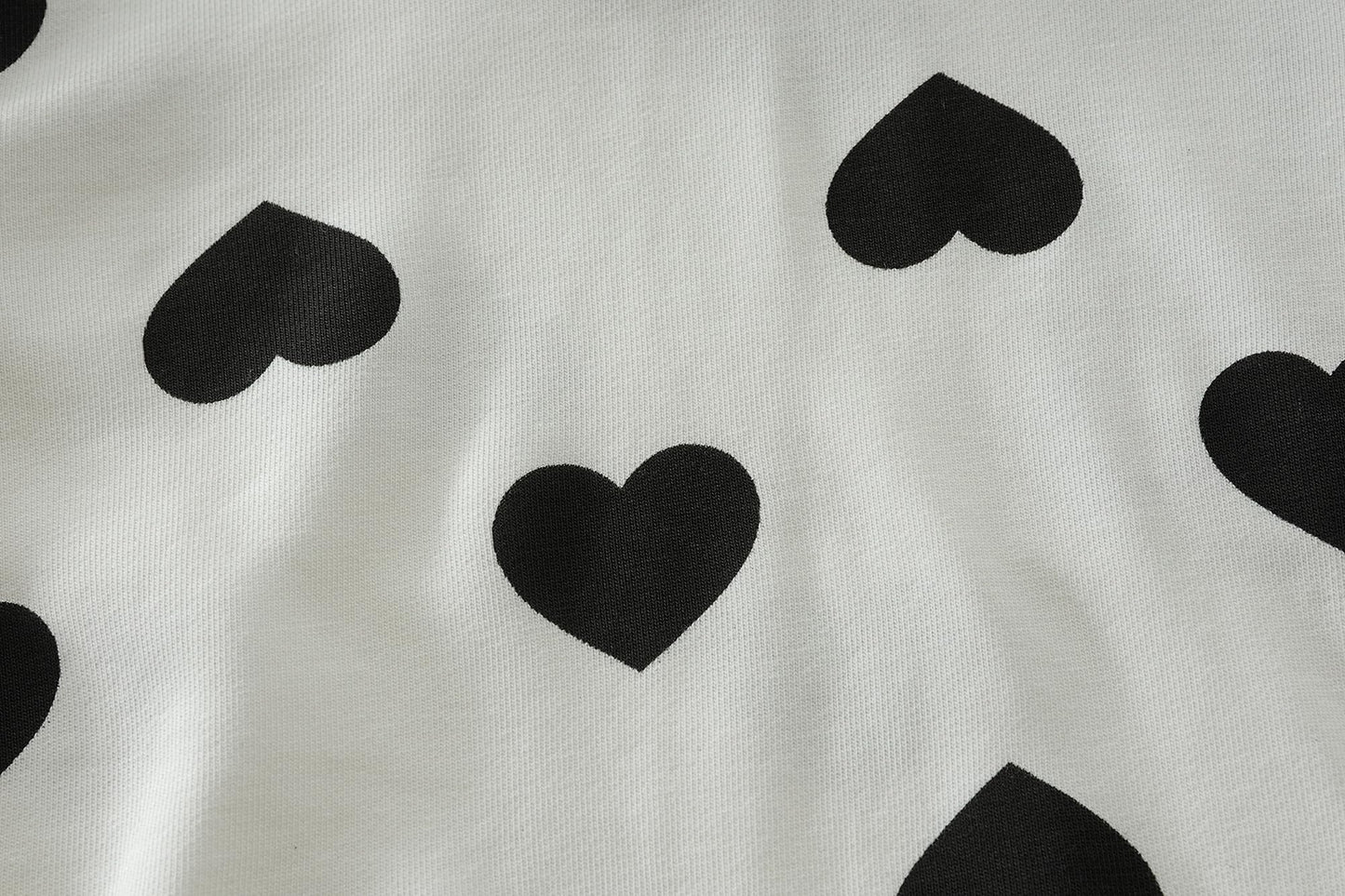 Ddsol Toddler Little Girl Clothes Set Valentine Day Outfit Black White Love Heart 2 Pcs Long Sleeve Sweatshirt Top + Pant With L