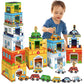 Aizweb Magnetic Wooden Vehicle Stacking Set,Sorting & Building STEM Blocks Cars Toys for Toddlers,Cardboard Educational Preschoo