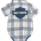 Harley-Davidson Baby Girls' Glittery Infant Plaid Shirt Creeper - White (9/12M)