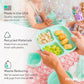 Re-Play Made In Usa 7' Deep Walled Divided Plates For Kids, Set Of 3 With 3 Lids - Reusable 3 Compartment Plates, Dishwasher An