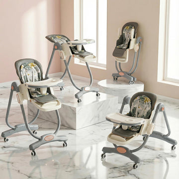 Baybee 3-In-1 Baby High Chair With 4-Level Height Adjustment, Dining, Lounge & Recline Modes, 120-160 Backrest, Adjustable Footr