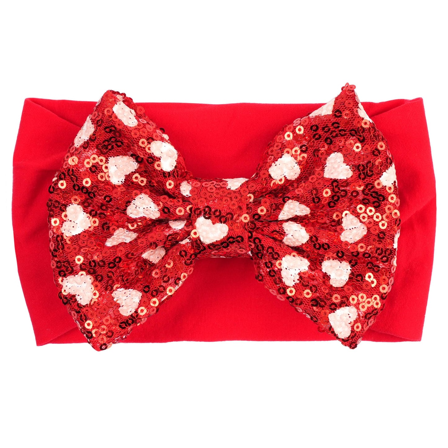 Red Pink Heart Baby Bow Headbands Sequin Bows Glitter Hair Bow For Girts Toddler Red Pink Baby Headband Bows 6-24 Months.(Fd104)