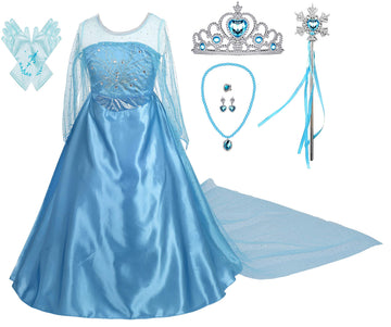 Lito Angels Girls Princess Dress Up Costumes Snow Queen Fancy Birthday Christmas Halloween Party Long Train With Accessories Siz