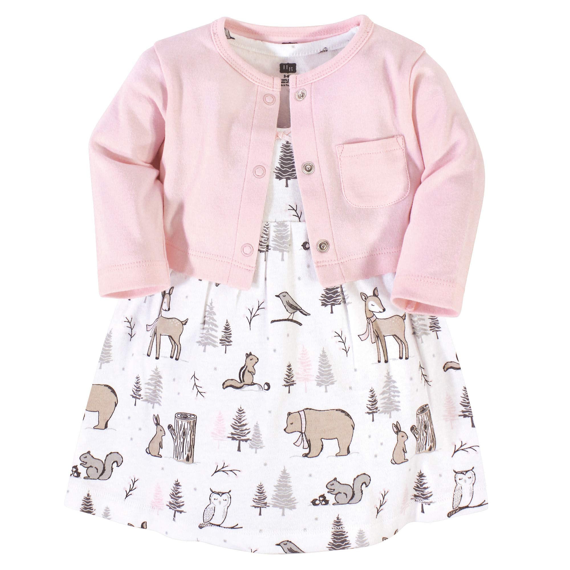 Hudson Baby Girls' Cotton Dress And Cardigan Set, Winter Forest, 6-9 M – Cutebab WBBAPB08NP2XCWK